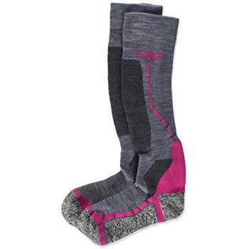 Calcetines de esquí CMP de lana gris y rosa, talla 36/38