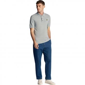 Lyle & Scott Men's Slate Blue Plain Polo Shirt - Size X-Large