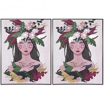 Cuadro Decorativo Flores Escandinavo en Marco de DKD Home Decor (Set de 2)