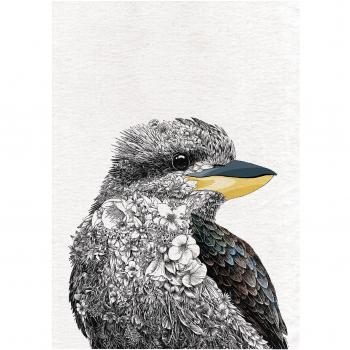 Paño de Cocina Maxwell & Williams Marini Ferlazzo Birds con Diseño de Cucaburra Australiana, 100% Algodón, 50 x 70 cm - Blanco