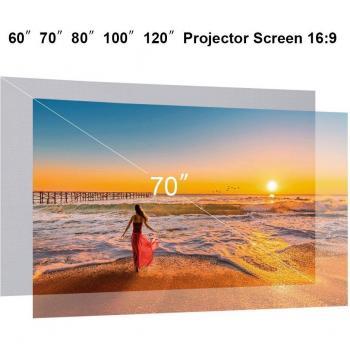 Pantalla Plegable para Proyector de 60/70/80/100 Pulgadas, Montada en la Pared, HD 16:9, Sin Marco para Cine en Casa y Oficina