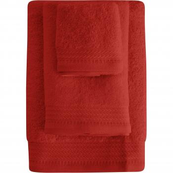 Eiffel Textile Juego de Toallas Calidad Rizo 600 gr, Algodón Egipcio 100%, Rojo, 70x140 cm, 3 Unidades
