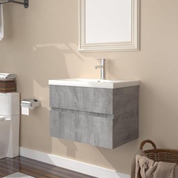 Mueble de baño y lavabo integrado Sonoma gris madera multicapa con diseño moderno, acabado en gris sonoma, fabricado en madera contrachapada, incluye lavabo integrado y espacio de almacenamiento