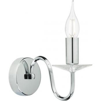 Aplique Pique Cristal cromo brillo 1 bombilla 22cm - Lámpara de pared tipo vela con detalle de cromo pulido y cristal transparente