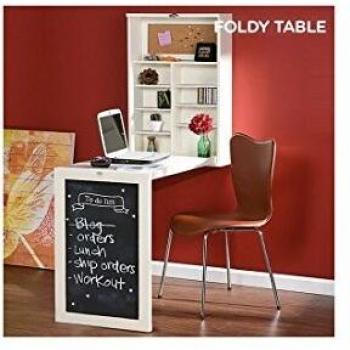 Hasëndad Foldy Tamble W Escritorio Plegable de Pared, Madera, Blanco, 92.5x50x155 cm
