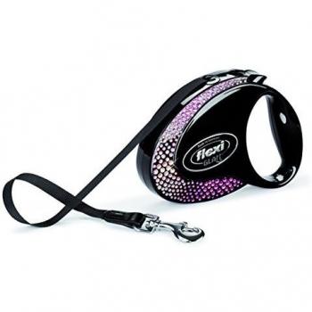 Correa Retráctil para Perro Flexi Glam Composición Mediana 5m Negro con Cristales de Swarovski (25kg)