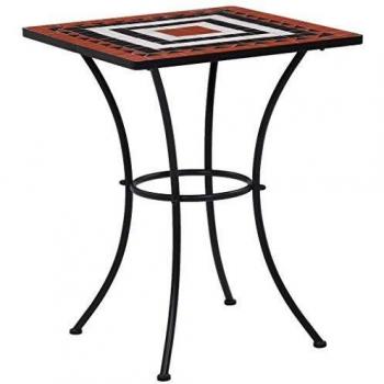 vidaXL Mesa bistró de mosaico cerámica terracota y blanco 60 cm