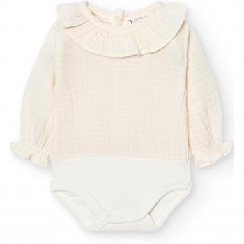 Pack de 2 bodys de bebé Babidu cuello volante bambula manga larga