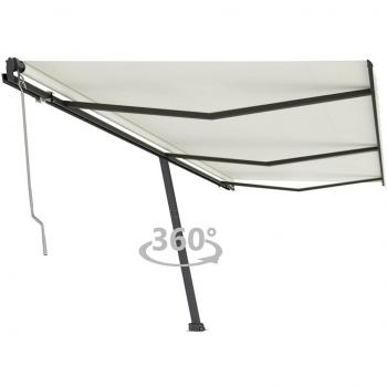 Toldo de Pie Automático Crema 600x350 cm, Sombrilla Retráctil, Toldo Resistente al Agua y Rayos UV, Toldo Plegable para Balcón Jardín Terraza