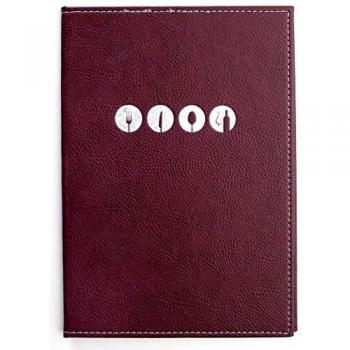 Lacor Isabelle collection 28003- Porta menú fabricado en Simil-Piel con fundas fijas de PVC en piel de naranja, Termosellado en color plata, 17x23,5 cm