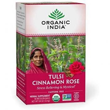Organic India Tulsi Tea Cinnamon Rose 18 Tea Bags