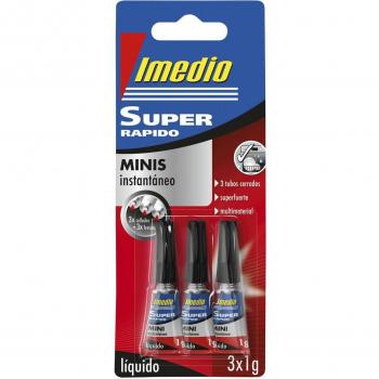 Imedio Mini Blíster Pegamento Súper Rápido Adhesivo Instantáneo Líquido 3 x 1g