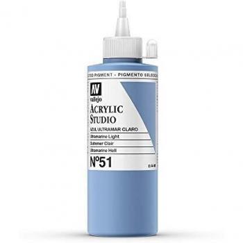 VALLEJO ACRYLIC STUDIO, PINTURA ACRÍLICA, 200ML, AZUL ULTRAMAR CLARO, Nº 51