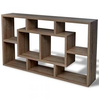 vidaXL Floating Wall Display Shelf 8 Compartments Oak Colour