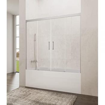 Mampara de Bañera GME Basic Spazio Frontal 2 Hojas Fijas + 2 Hojas Correderas Transparente Rango de instalación 152-162 cm