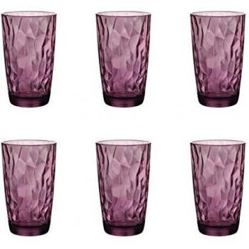 Bormioli Rocco Diamond Rock Purple Long drink vidrio 470ml, rojo púrpura, 6 vidrio