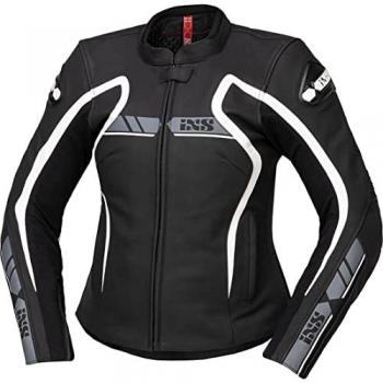 Chaqueta de Moto para Mujer iXS RS-600 1.0 de cuero, color Negro Blanco, talla 42