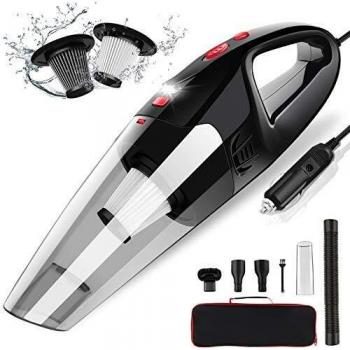 AOKBON Aspirador de Coche 8500Pa 120W Aspiradora de Mano para Seco y Húmedo con Filtro Acero Inoxidable Luz LED