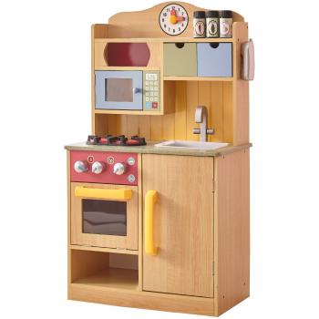 Teamson Kids - Little Chef Wooden Toy Play Kitchen with Accessories - Burlywood | Pretend Play