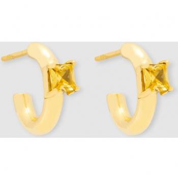 Pendientes de aro Lumière Lia dorados con detalle en amarillo