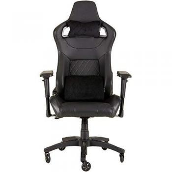 Corsair T1 Race - Silla de juego de carreras de piel sintética, fácil montaje, giro ergonómico, altura ajustable y reposabrazos 4D, soporte lumbar, cómodo con reclinable - negro