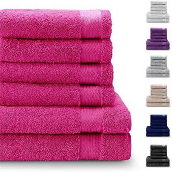 Juego de 2 Toallas de Manos y 2 Toallas de Baño, de 100% Algodón, Sin Productos Químicos- Certificado Oeko Tex - Muy Absorbente Casa, Cuarto de Baño, Centro Deportivo, Gimnasio, Piscina