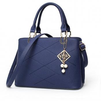 Wewod - Cartera de mano con asa para mujer multicolor carbón 28mx13cmx20.5cm, azul marino