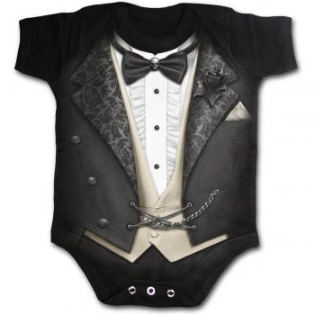 Spiral Gothic Tuxedo Bodysuit - Black - XS to M for Boys