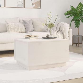 Mesa de centro blanca de madera maciza de pino 60x50x35 cm