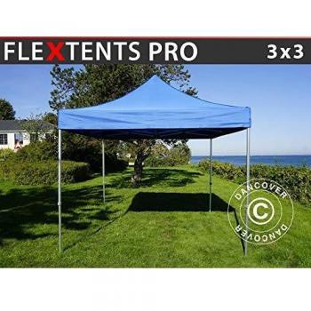 Carpa Plegable Rápida FleXtents PRO 3x3m Azul Impermeable