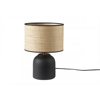 Lámpara de mesa cerámica negra con pantalla de rafia 35 cm ROCHA
