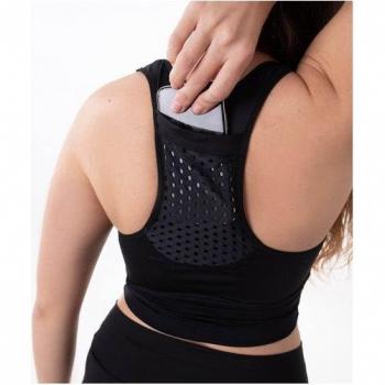 Anaissa - Top Deportivo con Bolsillo Cutback Negro Talla S-M 1ud