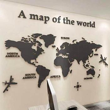 Mapa Del Mundo 3D Cristal Tridimensional Pegatinas De Pared Oficina Estudio Sala De Estar Sofá Fondo Tatuajes de Pared Decoración de Pared