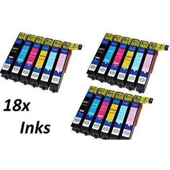 18x Compatible T2438, SET FOR EPSON 24XL High Capacity XL Ink Cartridges For EPSON Expression Premium XP-750, XP-850 Inkjet Printers FOR 24