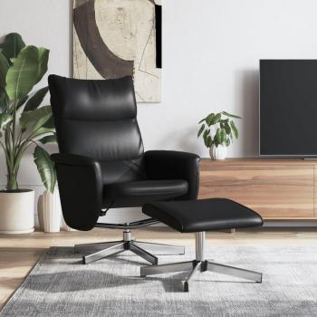 Sillón reclinable con reposapiés en cuero sintético negro Vidaxl