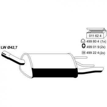 Silenciador trasero ERNST 011037 para OPEL Corsa B 3/5 puertas