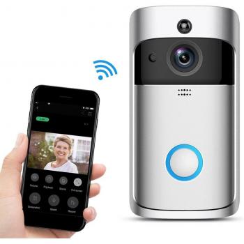 Cámara de timbre visual inteligente ELRVIKEC con almacenamiento en la nube, inalámbrica y WiFi para monitoreo remoto del hogar