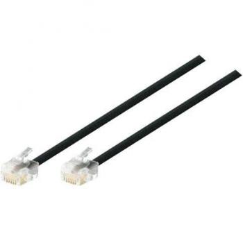 TPFNet Cable Modular Telefónico - 2X RJ11 Conector - 4-Polos - Negro - 15m