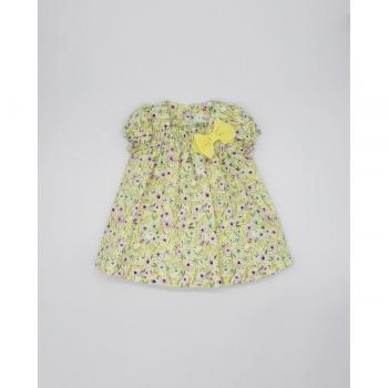 Vestido de bebé con estampado de amapolas amarillas y lazo - Fina Ejerique