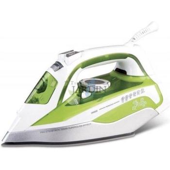 Plancha de Vapor Profesional 2200W con Revestimiento Cerámico Verde y Planchado Eficiente