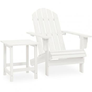 vidaXL Garden Adirondack Chair with Table Solid Fir Wood White