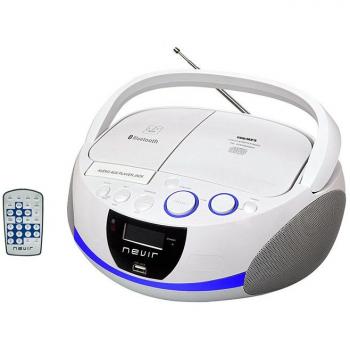 Radio CD Portátil Nevir NVR-480UB con Bluetooth, MP3 y USB en Blanco