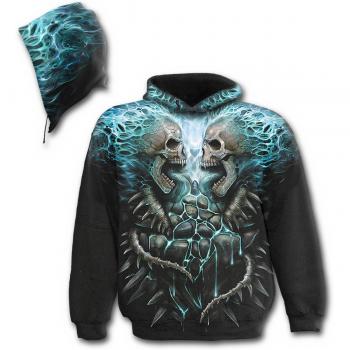 Spiral - Flaming Spine - Sudadera con Capucha - Estampado Integral - Negro - XXL