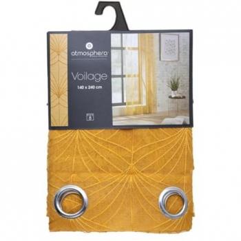Visillo Mia amarillo ocre bordado - 140 x 240 cm con ojales