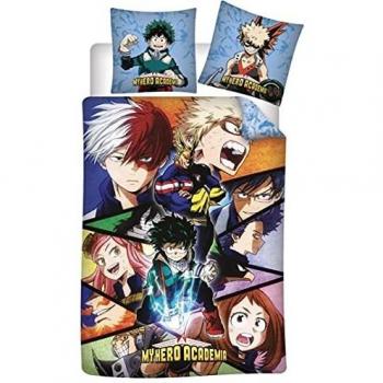 Juego de cama My Hero Academia 100% algodón, funda nórdica de 140 x 200 cm + 65 x 65 cm