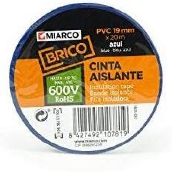 miarco 10781 10781-Cinta Aislante de PVC Brico Azul 19mm x 20m