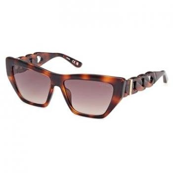 Guess GU00111 Dark Havana Cat-Eye Sunglasses for Women with Gradient Brown Lenses, 56mm