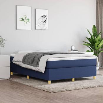 Cama solar sin colchón azul 140x190 cm en tela, Estructura de cama box spring tela azul 140x190 cm Vidaxl Azul