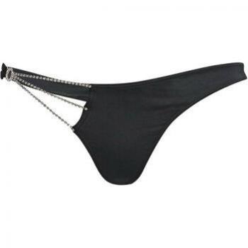 String Lascana Seducción Paillette Negro con Strass para Mujer, Talla 40/42, Microtouch