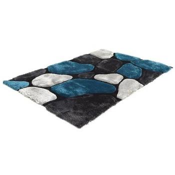 Alfombra shaggy Pietra turquesa y gris - Poliéster - 140x200 cm